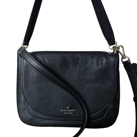 Kate Spade New York Kailee Black Leather Medium Shoulder Crossbody Handbag Purse - Picture 6 of 11